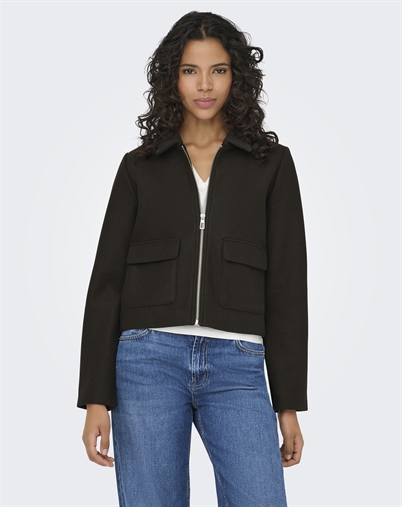 Only - ONLVela Zip Short Jakke - Chocolate Torte/Melange